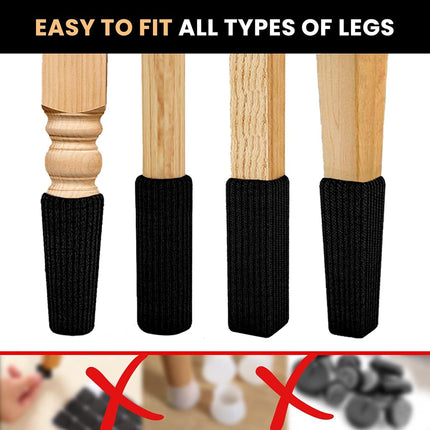 IAMZAY Chair Leg Socks 80 Pcs Black Furniture Leg Covers Floor Protectors