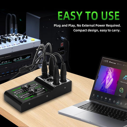 MICNAUX Passive Monitor Volume Controller, XLR 2 Input 2 Output Stereo Studio Controller, Plug and Play No Loss Volume Adjustment Controller for Studio Home Audio System