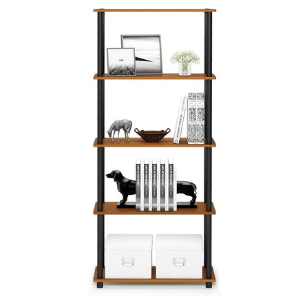 Furinno TURN-N-TUBE 5-Tier Tool-Free Corner Shelf, Light Cherry
