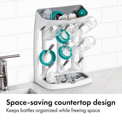 OXO Tot Space-Saving Bottle Drying Rack, Baby Bottle Organizer, Grey