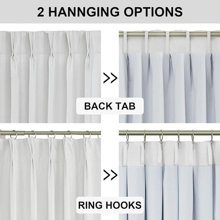 Vision Home White Pinch Pleated Full Blackout Curtains Thermal Insulated Window Curtains 108 inch for Living Room Bedroom Room Darkening Pinch Pleat Drapes with Hooks Back Tab 2 Panel 40" Wx108 L