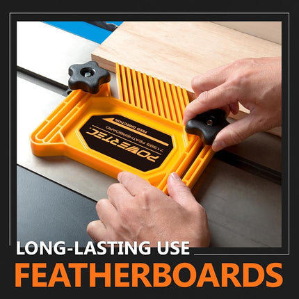 POWERTEC 71555V Universal Featherboard and L-Shaped Table Saw Push Stick Woodworking Safety Kit, 1 Set (2-Pcs)