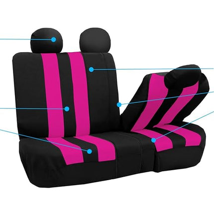 FH GROUP FH-FB036217 Striking Striped Seat Covers Pink/Black Color - Fit Most Car, Truck, Suv, or Van