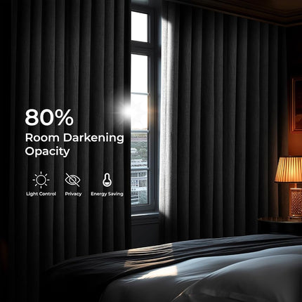 HPD Half Price Drapes Faux Linen Room Darkening Curtains - 84 Inches Long Luxury Linen Curtains for Bedroom & Living Room (1 Panel), 50W X 84L, Dark Gravel