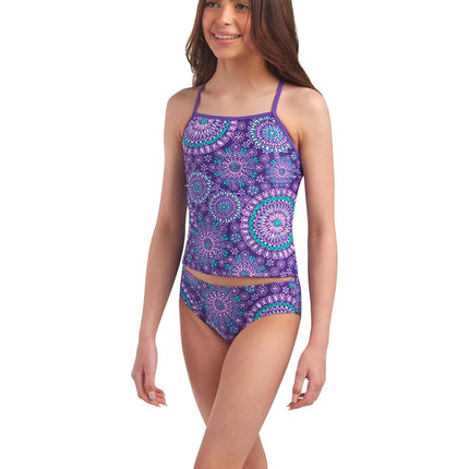 Kanu Surf Girls' Melanie Beach Sport 2-pc UPF 50+ Banded Tankini Swimsuit, Melanie Purple, 4T