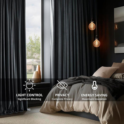 HPD Half Price Drapes Velvet Blackout Curtains/Drapes - 120 Inches Long 1 Panel Blackout Curtain Signature Pleated for Living Room & Bedroom - 25W X 120L, Distance Blue Grey