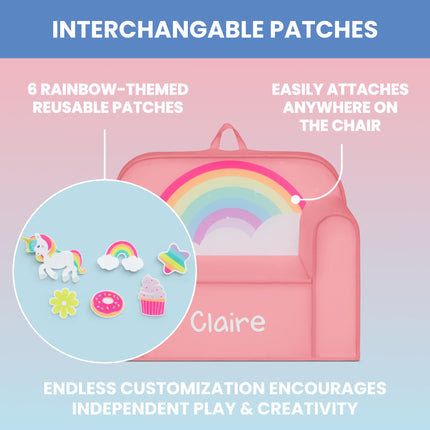 Delta Children Personalized Mix & Match Cozee Kids Chair with Interchangeable Patches, Rainbow