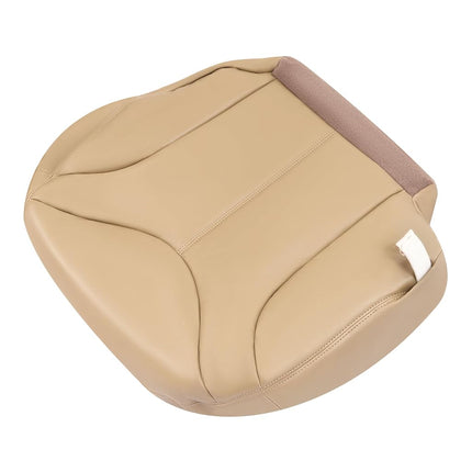 Funda de asiento ECOTRIC compatible con GMC Yukon 1999 2000 2001 2002, color canela claro, de piel sintética, de repuesto para la parte inferior del asiento del conductor
