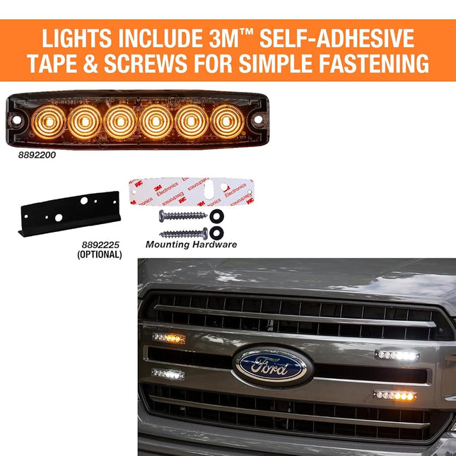 Buyers Products 8892201 5" Clear LED Strobe Light, 6 LEDs, 23 Flash Patterns, Aluminum Housing, Warning Lights For Utility Vehicles
