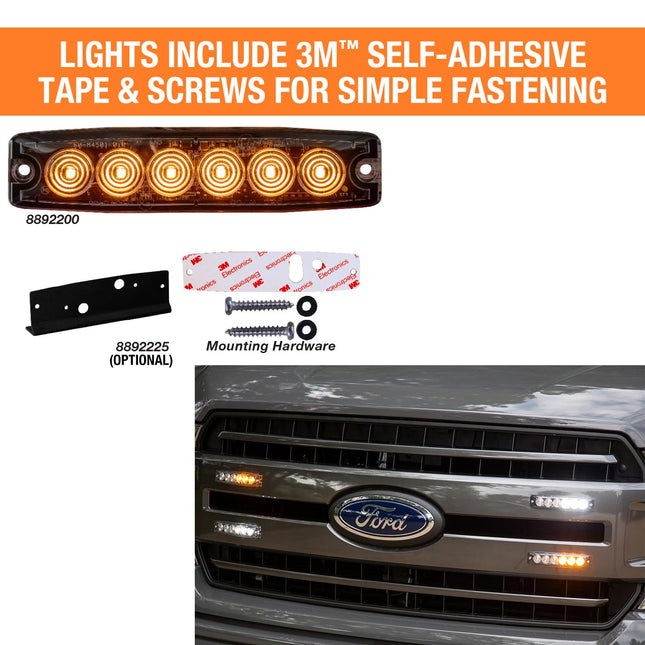 Buyers Products 8892201 5" Clear LED Strobe Light, 6 LEDs, 23 Flash Patterns, Aluminum Housing, Warning Lights For Utility Vehicles