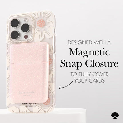Kate Spade New York Magnetic Flip Phone Wallet/Card Holder - Compatible with MagSafe Phones and Cases - that Sparkle Pink