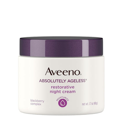 Aveeno Absolutely Ageless Restorative Night Cream Facial Moisturizer with Antioxidant-Rich Blackberry Complex, Vitamin C & E, Hypoallergenic, Non-Greasy & Non-Comedogenic, 1.7 fl. oz