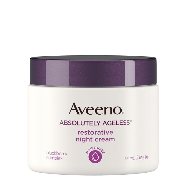 Aveeno Absolutely Ageless Restorative Night Cream Facial Moisturizer with Antioxidant-Rich Blackberry Complex, Vitamin C & E, Hypoallergenic, Non-Greasy & Non-Comedogenic, 1.7 fl. oz