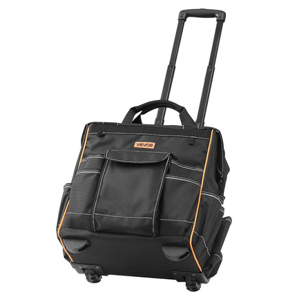 VEVOR Rolling Tool Bag, 110 lbs Load Capacity, 25 Pockets Heavy Duty Roller Tool Bag on Wheels, Adjustable Telescoping Handle & Stable Base, Toolbag Organizers with Wheels for Construction, Mechanic