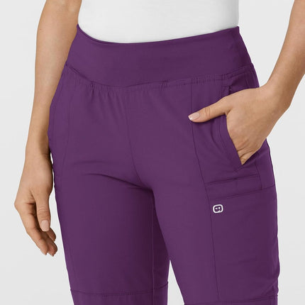 WonderWink Women's Comfort Waist Cargo Jogger Pant, Eggplant, Small Tall
