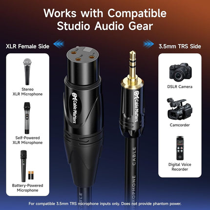 Cable Matters- 1 8 Inch 3.5Mm to XLR Cablemale to Female XLR to 3.5Mm Cable, XLR to 1 8 Cable, 1 8 to XLR Cable 6 Ft Black