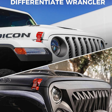 Xprite Aluminum Red Hood Latches with U.S. Flag, Adjustable Hood Latch Catches Kit Compatible with Jeep Wrangler JK JKU 2007-2018 & Jeep Wrangler JL JLU 2018-2021 Gladiator JT