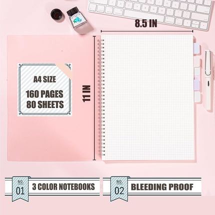 OWSC 3 Pack Graph Spiral Notebook, Hardcover Notebooks for Work A4 Graph
