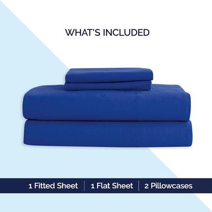 Elegant Comfort Soft 4-Piece 100% Turkish Cotton Flannel Sheet Set - Premium Quality, Deep Pocket Fitted Sheet, Ultra Soft, Cozy Warm and Anti-Pill Flannel Sheets - Cali King, Royal Blue