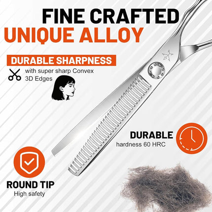 Fengliren High-end Professional Hair Thinning Scissors Hair Cutting Teeth Shears Barber Hairdressing Texturizing Scissors Extremely Very Sharp 6.5 Inch Stainless Steel Alloy For Men Women Salon & Home