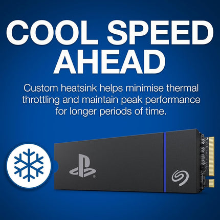 Seagate Game Drive PS5 SSD NVMe pour PS5 Disque SSD interne 1 To – PCIe Gen4 NVMe 1.4, sous licence officielle, jusqu'à 7300 Mo/s avec dissipateur thermique (ZP1000GP3A1011)
