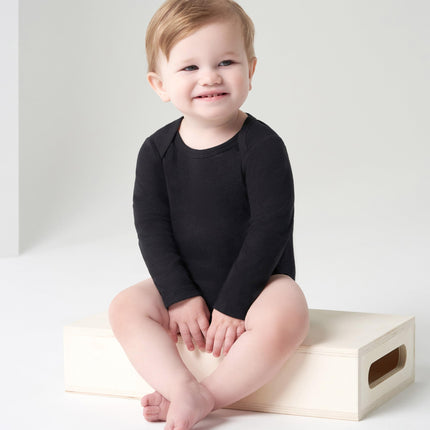 Gerber Unisex Baby Long Sleeve Solid Onesies Multi-pack Interlock 180 Gsm, Black, 12 Months