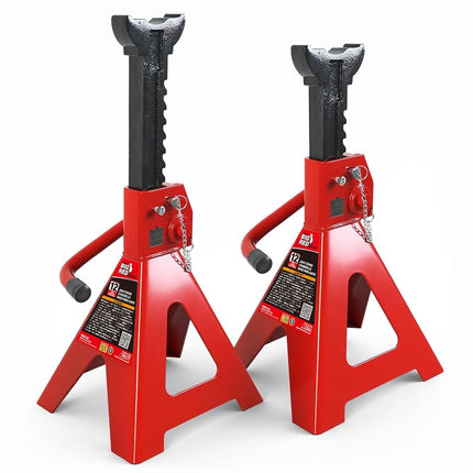 BIG RED T46202 Torin Steel Jack Stands: 6 Ton (12,000 lb) Capacity, Red, 1 Pair