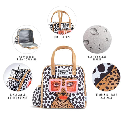 Fit & Fresh Wichita Adult Insulated Lunch Bag - Women's Lunch Box with Tumbler, Containers & Ice Pack - Tropical Glam Cat