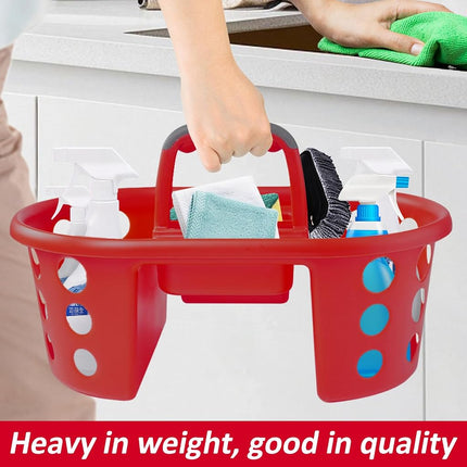SIMPLYKLEEN Caddy de Douche Portable 2 pièces – Fabriqué aux États-Unis, Rangement en Plastique pour Dortoir, Panier Fourre-tout avec Poignée, Organiseur de Douche pour Salle de Bain, Garde-manger, Cuisine, Dortoir Universitaire, Rouge
