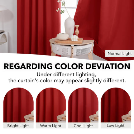 Deconovo Blackout Curtains Back Tab and Rod Pocket, 52x45 Inch, True Red, Thermal Insulated Room Darkening Red Curtains for Kitchen Window