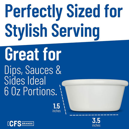 Carlisle FoodService Products Plastic Ramekins, Sauce Bowl For Catering, Kitchen, Restaurant, 6 Ounces, White