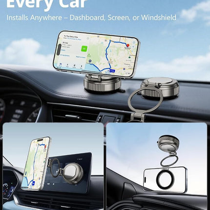 UBeesize 2025 Upgraded 360° Magsafe Vacuum Magnetic Car Phone Holder [108+LBS Strongest Suction&3000gf Dual-Lock Nano Gel] Dashboard & Windshield Mount, Compatible with iPhone 16/15/14/13&Other Phones