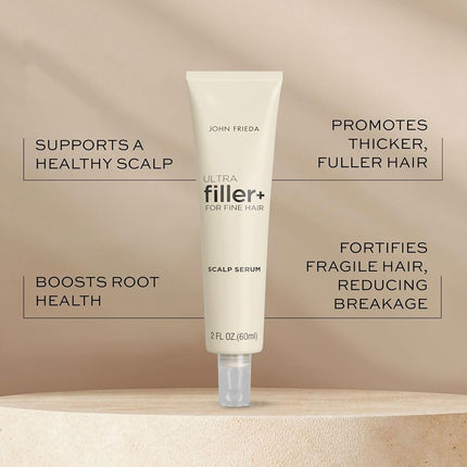 John Frieda ULTRAfiller+ Sérum capilar densificante para cabello fino, sérum voluminizador, tratamiento capilar espesante para mujeres y hombres, 2 oz