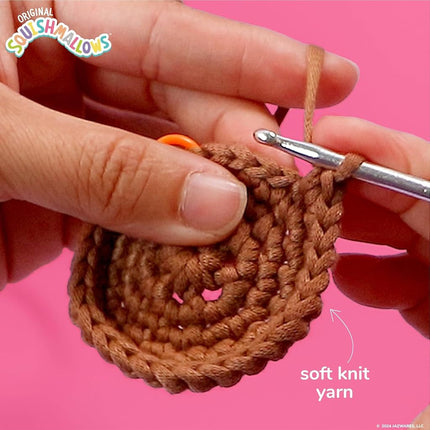 Squishmallows Omar the Bear Crochet Kit for Beginners, Adults and Kids Ages 8+ - Complete DIY Beginner Starter Set with Hook, Soft Yarn Bundles & Instructions - Crochet Animal Craft Gifts