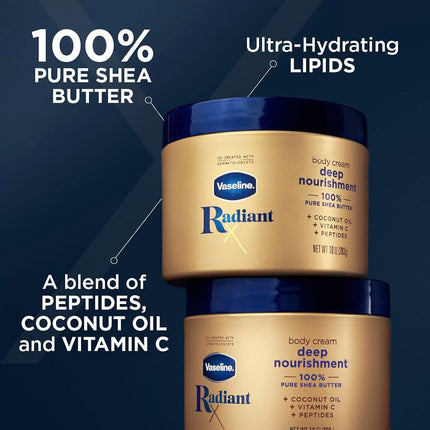Vaseline Radiant X Deep Nourishment Body Cream with Niacinamide and Peptides 10 oz