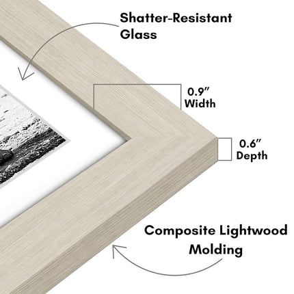 Americanflat 11x11 Picture Frame in Light Wood - Displays 8x8 With Mat and 11x11 Without Mat - Composite Wood with Shatter Resistant Glass - Horizontal and Vertical Formats for Wall