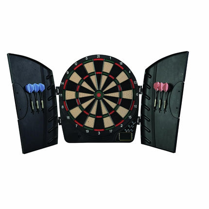 Franklin Sports Soft Tip Electronic Dartboard Set - Digital Scoreboard + Cabinet - Adult Soft Tip Darts Set (6 Darts Included) - FS3000