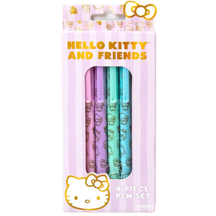 Hello Kitty & Friends 4-Piece Pen Set, My Melody, Kuromi, School and Office Supplies, Stationery