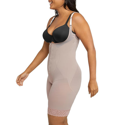 Maidenform Women's Ultra Sculpts Fajas Colombianas, Ultra Firm Open Bust Romper Shapewear, Evening Blush, XL