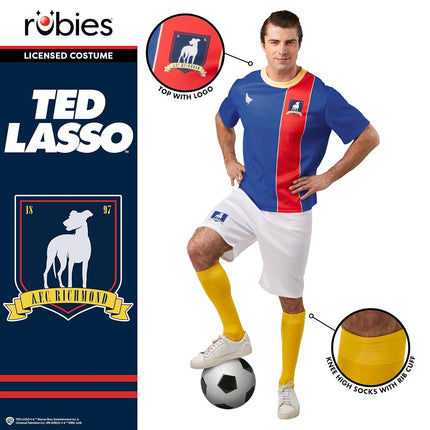 Rubies 1000134M000 Ted Lasso AFC Richmond Soccer Uniform Adult Fancy Dress, Men, Multi, Medium, Chest 41' Halloween