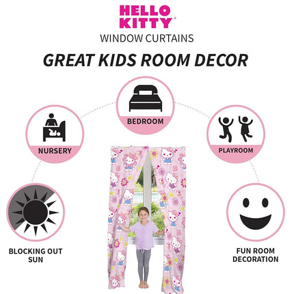 Franco Kids Room Window Curtains Drapes Set, 82 in x 84 in, Hello Kitty
