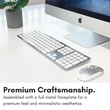 Macally USB Wired Keyboard for Mac - Compatible Apple Keyboard with USB Hub (2X Ports) - Full-Size Mac Keyboard with Number Pad - Plug & Play for MacBook Pro/Air, iMac - Aluminum Frame