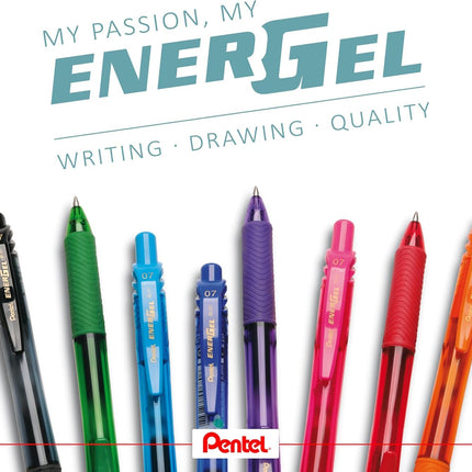 Pentel BLN105 Gel Ink Rollerball Pens with Click Top 0.25 mm line and 0.5 mm Ball Diameter 12 mm red