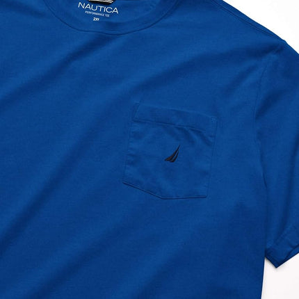 Nautica Men's Solid Crew Neck Short-Sleeve Pocket T-Shirt, Monaco Blue, 5X Tall