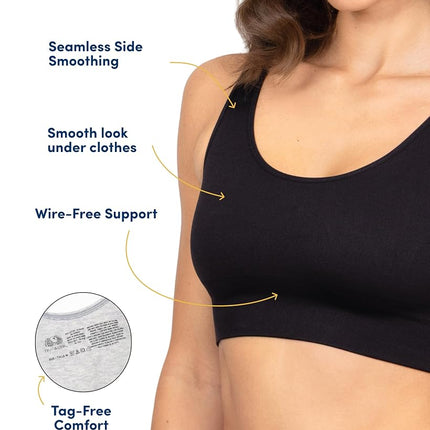 Fruit of The Loom Women's 360 Stretch Longline Sport, Comfortable Wireless Bras, Seamless Full-Coverage for a Natural Shape, Desert Dusk/Olive Night/Black, 3X-Large