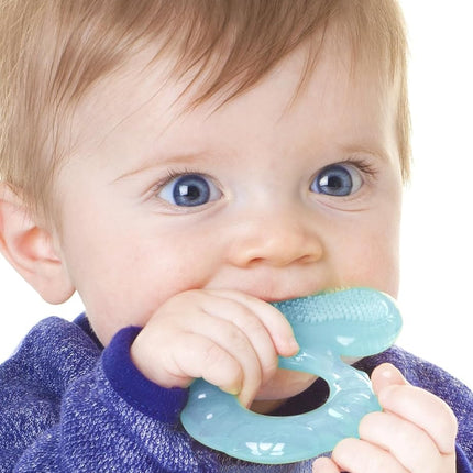 Nuby Teethe-EEZ Soft Silicone Teether | Silicone Teether with Surface to Massage Teeth | Hygienic Case Included | Turquoise | +3 Months