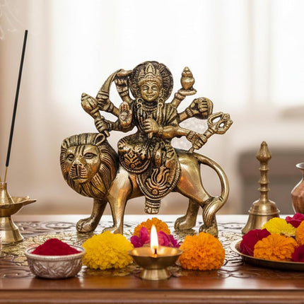 ESPLANADE Brass Statue Maa Durga Mata Rani Idol for Home Mandir (4.6")