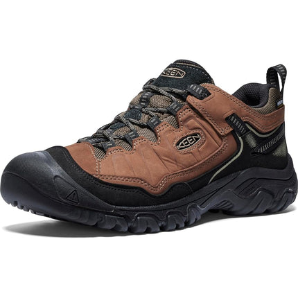 KEEN Men's Targhee 4 Low Height Durable Comfortable Waterproof Hiking Shoes, Bison/Black, 7.5 Wide CA