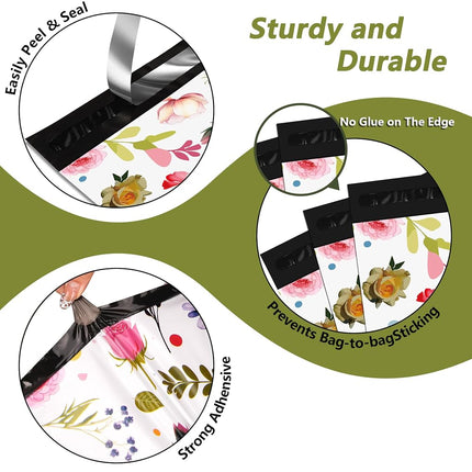 Poly Mailers 12x15.5 Inch, 50 Pack, Flower Self-Seal Shipping Bags