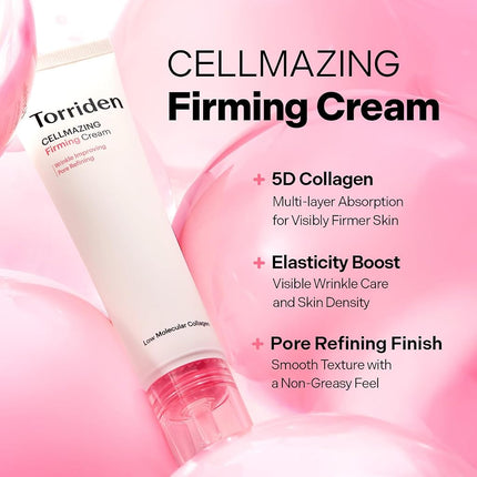 Torriden CELLMAZING Collagen Cream 60ml (2.02 fl.oz.) | 5D Collagen Complex, Peptide | Firming & Enhancing Skin Texture | For Sensitive & Dry Skin | Vegan | Korean Skincare